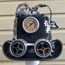 Load image into Gallery viewer, Steampunk Top Hat Silver Compass Goggles - Phoenix Menswear