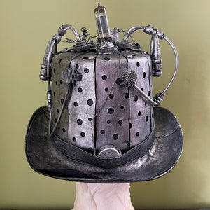 Steampunk Top Hat Silver w/ Lights and Goggles - Phoenix Menswear