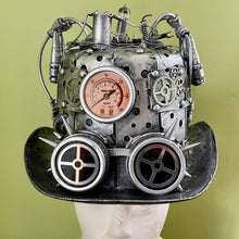 Load image into Gallery viewer, Steampunk Top Hat Silver w/ Lights and Goggles - Phoenix Menswear