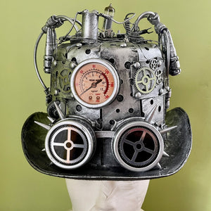 Steampunk Top Hat Silver w/ Lights and Goggles - Phoenix Menswear