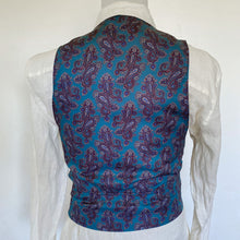 Load image into Gallery viewer, 1970&#39;s Vintage Suede and Satin Vest in Burgundy, Blue and Paisley Sz S  - OOAK