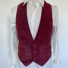 Load image into Gallery viewer, 1970&#39;s Vintage Suede and Satin Vest in Burgundy, Blue and Paisley Sz S  - OOAK