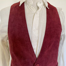 Load image into Gallery viewer, 1970&#39;s Vintage Suede and Satin Vest in Burgundy, Blue and Paisley Sz S  - OOAK