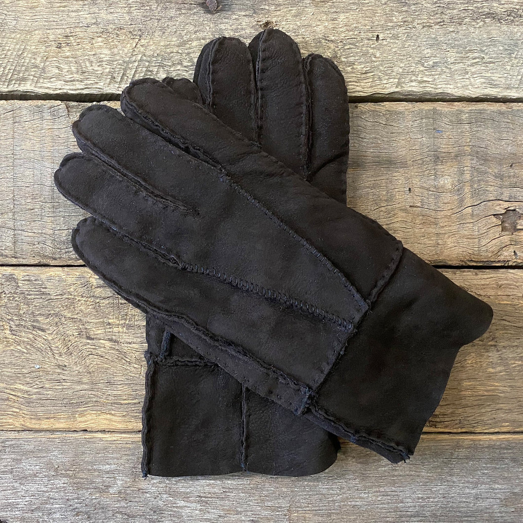 Suedette Gloves in Brown with Faux Fur Lining - One Size - Phoenix Menswear