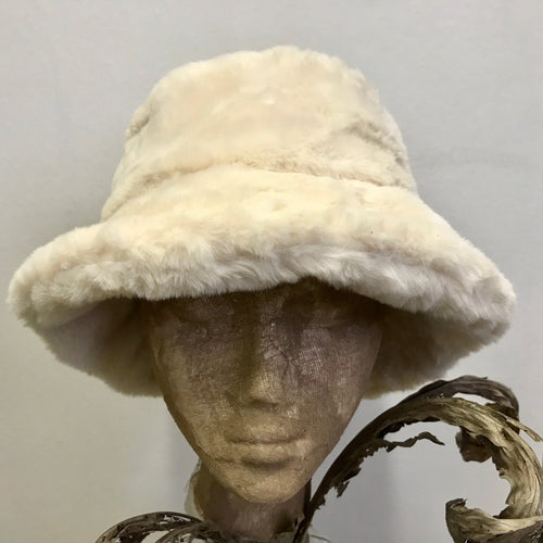 Supersoft Furry Bucket Hat Cream Winter Warm One Size - New - Phoenix Menswear