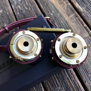 Telescopic Steampunk Goggles - Brass Faux Leather - Phoenix Menswear