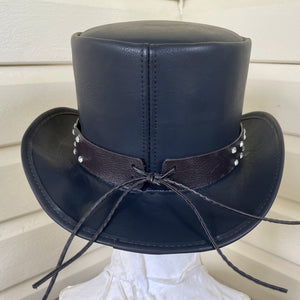 Top Hat Black Silver Studs Goth Western Steampunk Vegan - Phoenix Menswear