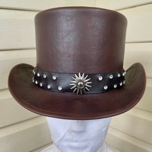 Load image into Gallery viewer, Top Hat Brown Silver Studs Goth Western Steampunk Vegan - Phoenix Menswear