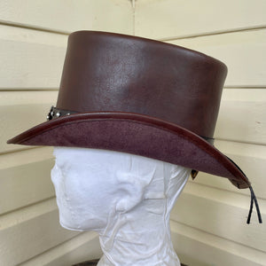 Top Hat Brown Silver Studs Goth Western Steampunk Vegan - Phoenix Menswear