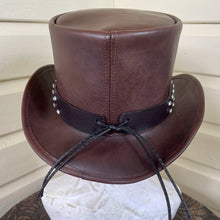 Load image into Gallery viewer, Top Hat Brown Silver Studs Goth Western Steampunk Vegan - Phoenix Menswear