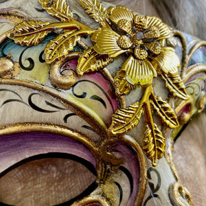 Venetian Mardi Gras Gold Colourful Floral Mask - Phoenix Menswear