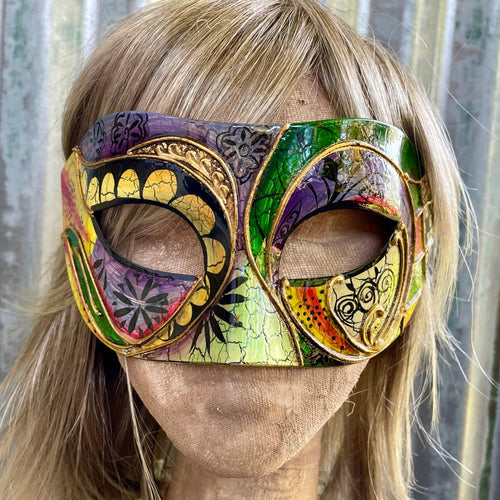 Venetian Mardi Gras Gold Colourful Mask - Phoenix Menswear