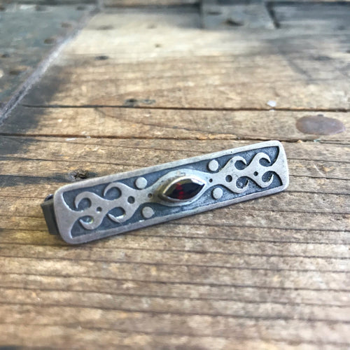 Vintage 1950's Tie Pin Silver Ruby - OOAK - Phoenix Menswear
