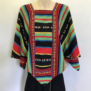 Vintage 1970's Women's Poncho Top Multicolour Mexican Waisted One Size - OOAK - Phoenix Menswear