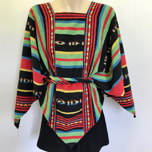 Vintage 1970's Women's Poncho Top Multicolour Mexican Waisted One Size - OOAK - Phoenix Menswear