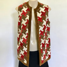 Load image into Gallery viewer, Vintage 1970&#39;s Women&#39;s Suede Patchwork Vest Tan Red White Sz S - OOAK - Phoenix Menswear