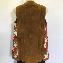 Load image into Gallery viewer, Vintage 1970&#39;s Women&#39;s Suede Patchwork Vest Tan Red White Sz S - OOAK - Phoenix Menswear