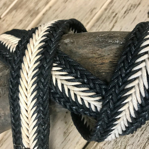 Vintage 1980's Black & White Woven Belt Handcrafted Plaited Sz XS - OOAK - Phoenix Menswear