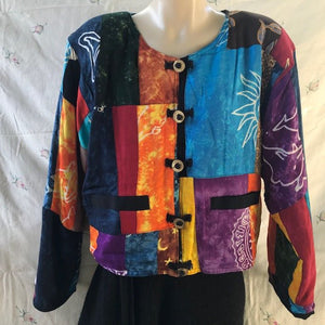Vintage 1980's Women's Colourful Patchwork Jacket Sz M - OOAK - Phoenix Menswear