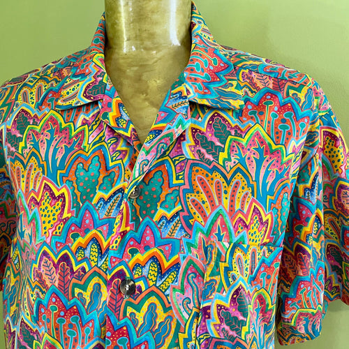 Vintage 1990's Crazy Party Colourful S/S Shirt Abstract Design Sz XXL - OOAK - Phoenix Menswear