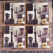 Load image into Gallery viewer, Vintage 1990&#39;s Glass Coffee Coasters Set of 4 with Holder - OOAK - Phoenix Menswear