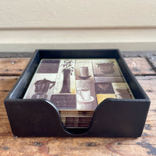 Load image into Gallery viewer, Vintage 1990&#39;s Glass Coffee Coasters Set of 4 with Holder - OOAK - Phoenix Menswear