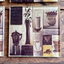 Load image into Gallery viewer, Vintage 1990&#39;s Glass Coffee Coasters Set of 4 with Holder - OOAK - Phoenix Menswear