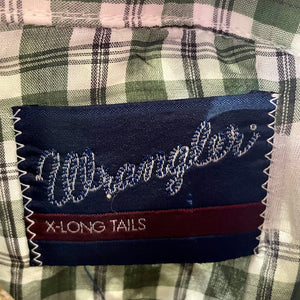 Vintage 1990's Western Wrangler L/S Shirt Green White Check Sz S - OOAK - Phoenix Menswear