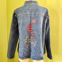 Load image into Gallery viewer, Vintage 1990s Women&#39;s Nordstrom Embroidered Blue Denim Jacket Sz L - OOAK - Phoenix Menswear