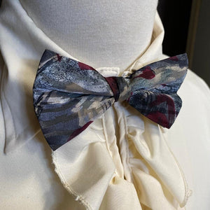 Vintage Bow Tie in Grey and Burgundy Abstract - OOAK - Phoenix Menswear