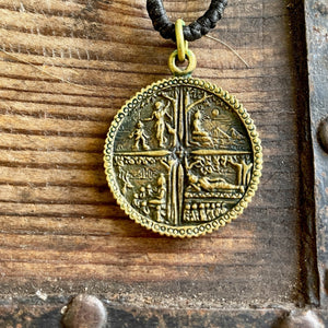 Vintage Buddha Pendant on Black Leather Cord Hand Crafted Necklace Brass - OOAK - Phoenix Menswear