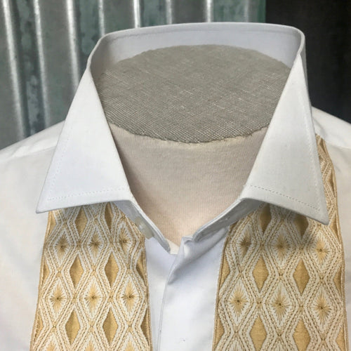 Vintage Deadstock 1970's Cotton L/S Dress Shirt Embroidery Sz M - OOAK - Phoenix Menswear