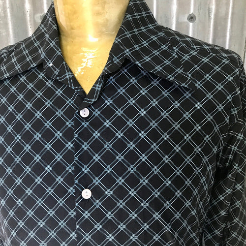 Vintage Deadstock 1970's Cotton L/S Shirt Navy Sz M - OOAK - Phoenix Menswear