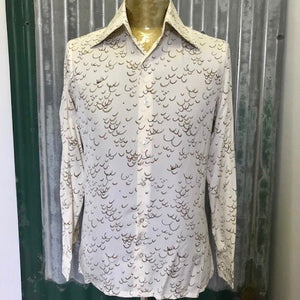 Vintage Deadstock 1970's L/S Silk Creme Sz S - OOAK - Phoenix Menswear