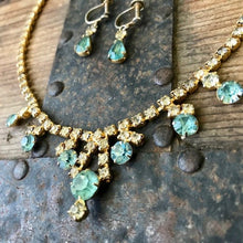 Load image into Gallery viewer, Vintage Diamante Blue and Clear Necklace &amp; Earring Set Victorian Style - Boxed - Phoenix Menswear