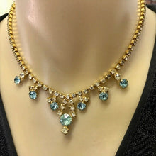 Load image into Gallery viewer, Vintage Diamante Blue and Clear Necklace &amp; Earring Set Victorian Style - Boxed - Phoenix Menswear