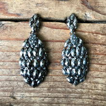 Load image into Gallery viewer, Vintage Diamante Earrings Grey Silver Oval Boxed - OOAK - Phoenix Menswear