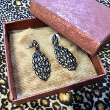 Load image into Gallery viewer, Vintage Diamante Earrings Grey Silver Oval Boxed - OOAK - Phoenix Menswear