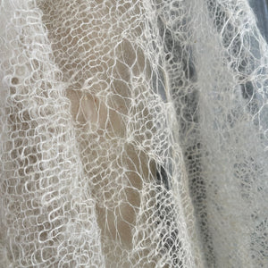 Vintage Hand Knit Mohair Wool Cream Scarf - Phoenix Menswear