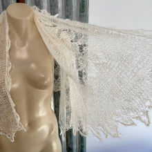 Load image into Gallery viewer, Vintage Hand Knit Mohair Wool Cream Scarf - Phoenix Menswear