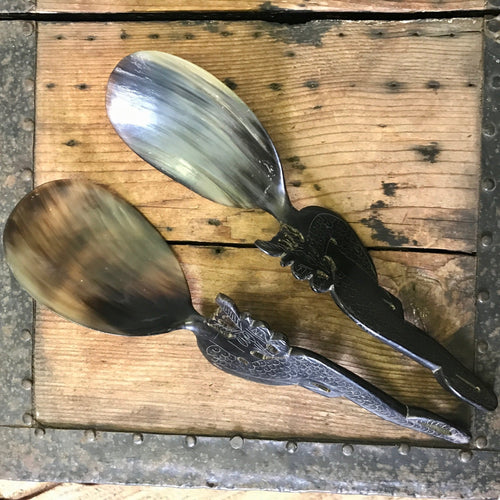 Vintage Handcrafted African Horn Salad Servers Set Unique Gift - OOAK - Phoenix Menswear