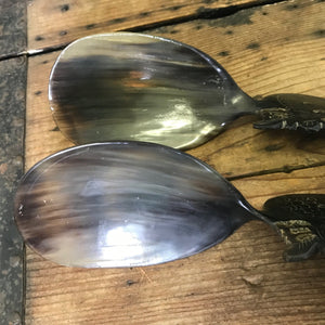 Vintage Handcrafted African Horn Salad Servers Set Unique Gift - OOAK - Phoenix Menswear