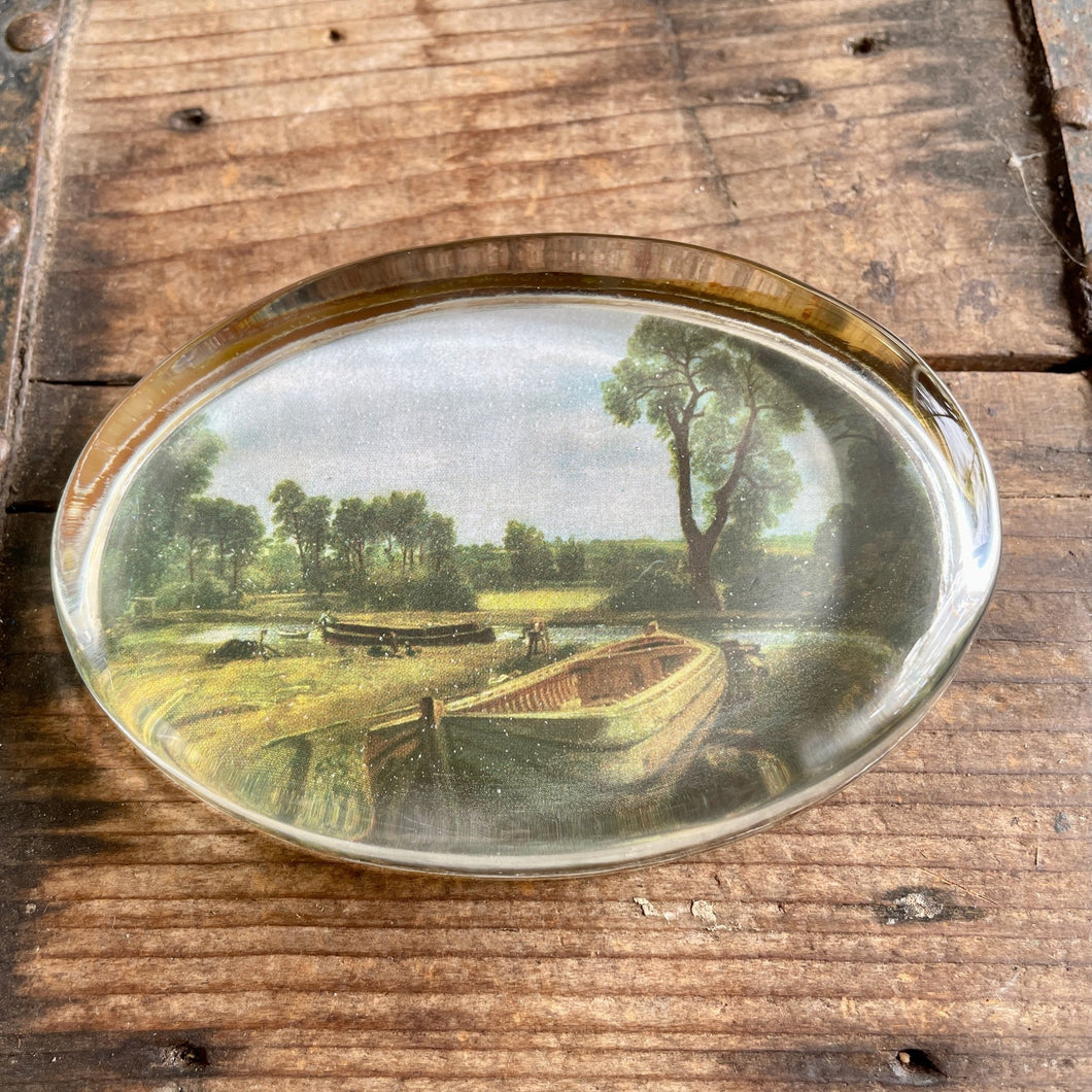 Vintage Handmade Glass Paperweight Boatbuilding Country Scene River Dorset England - OOAK - Phoenix Menswear