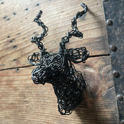 Vintage Handmade Wire Deer Head Wall Mounted Figure - OOAK - Phoenix Menswear