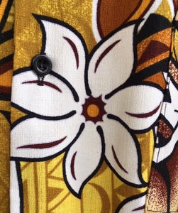 1970's Vintage S/S Shirt Brown Yellow Floral Print Sz S - OOAK - Phoenix Menswear