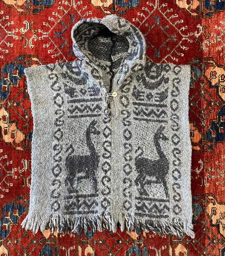 1970's Vintage Children's Wool Hooded Poncho - OOAK