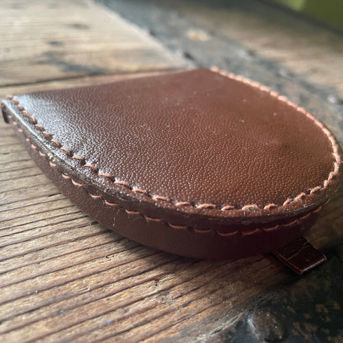 Vintage Leather Change Purse Handmade Brown Flip Pocket - OOAK - Phoenix Menswear