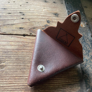 Vintage Leather Change Purse Handmade Brown Flip Pocket Snap - OOAK - Phoenix Menswear