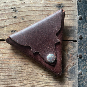 Vintage Leather Change Purse Handmade Brown Flip Pocket Snap - OOAK - Phoenix Menswear