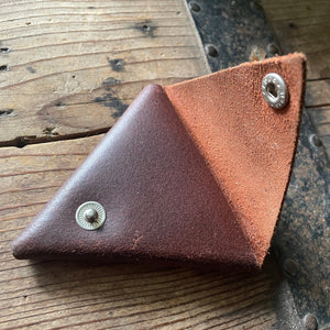 Vintage Leather Change Purse Handmade Brown Flip Pocket Snap - OOAK - Phoenix Menswear